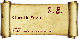 Klucsik Ervin névjegykártya